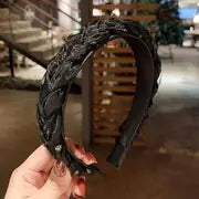 Haarband Fluweel gevlochten Zwart