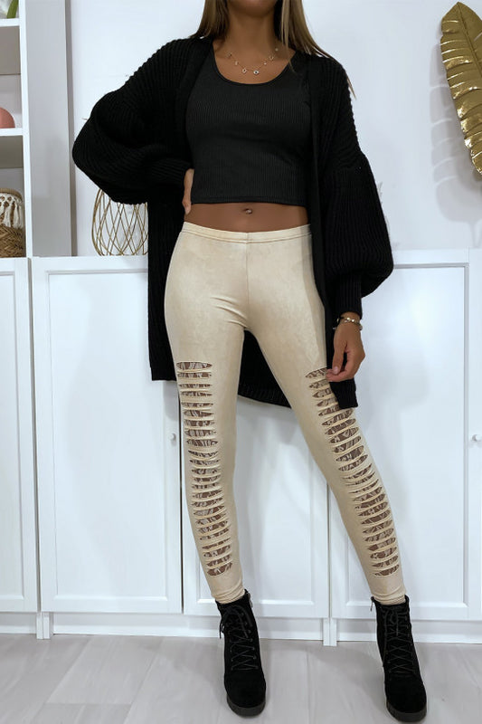 Legging met kanten voering