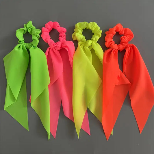 Leuke Neon gekleurde scrunchie rose/geel/oranje/groen