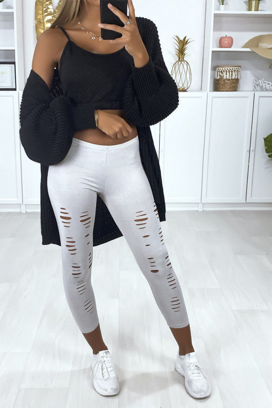 Grijze driekwart legging met patroon aan voorzijde