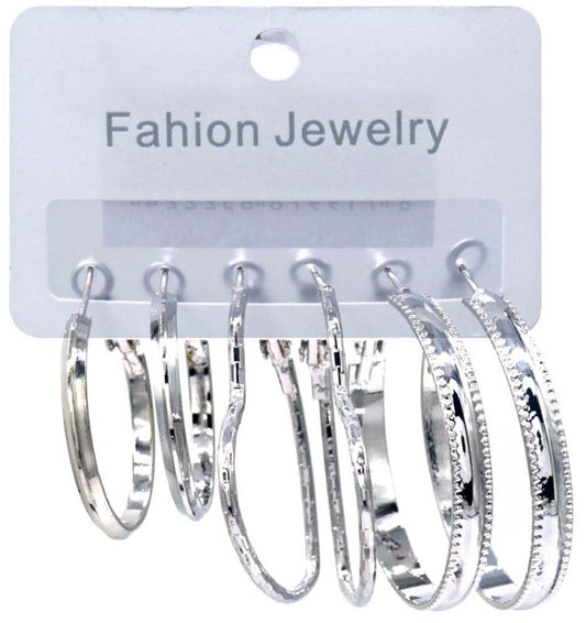 Oorbellen set 3 paar Zilver