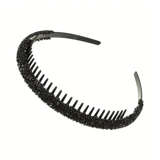 Haarband met strass en kam zwart