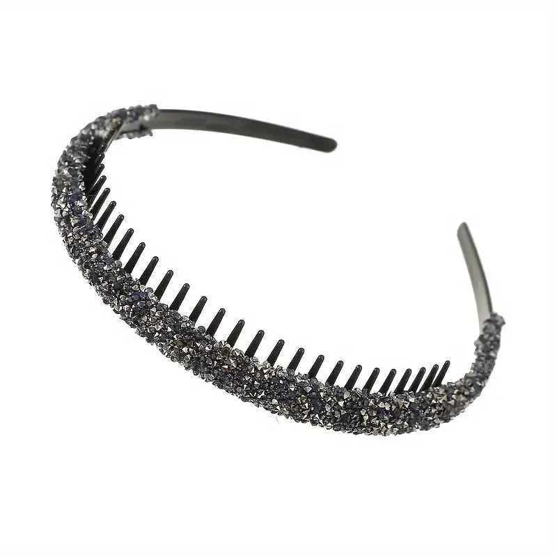 Haarband met strass en kam Donkergrijs