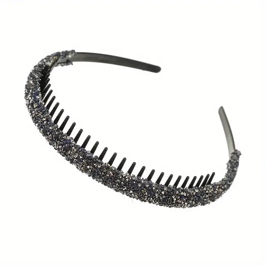 Haarband met strass en kam Donkergrijs