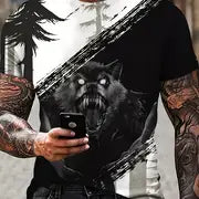 T-shirt met 3D wolvenprint