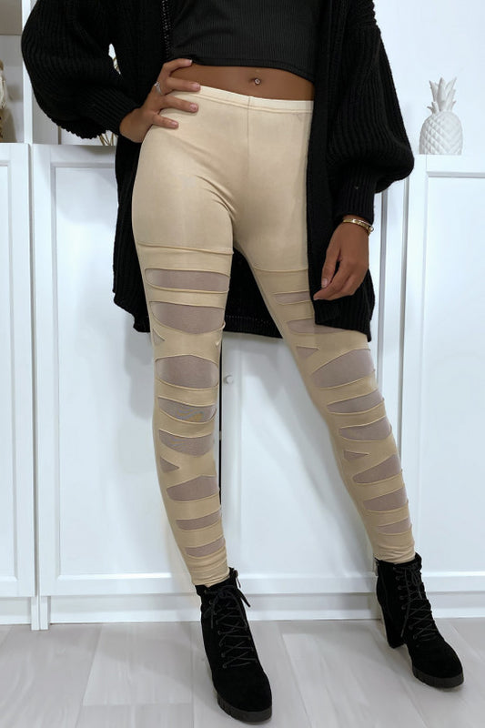 Legging met patroon gesneden voering