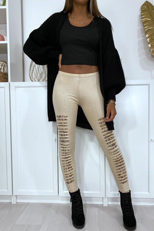 Legging met kanten voering