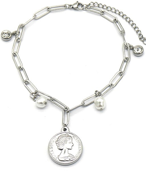 Enkelbandje Munt Zilver