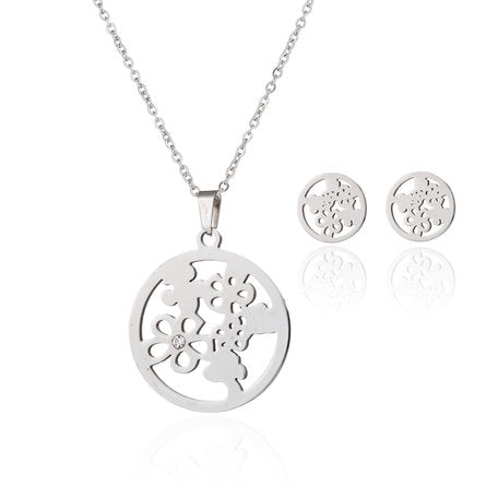 Ketting en oorbellen set Bloemen