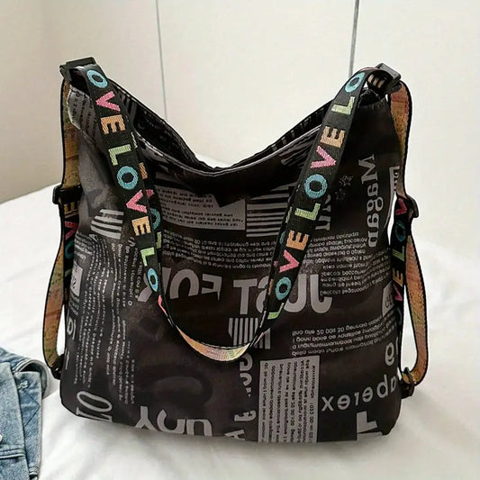 Bedrukte tas met leuke bag strap