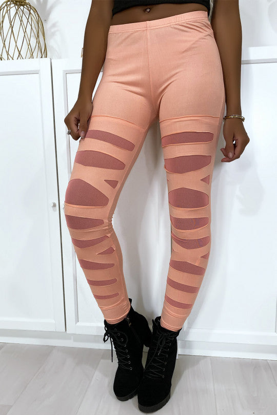 Legging met patroon gesneden voering