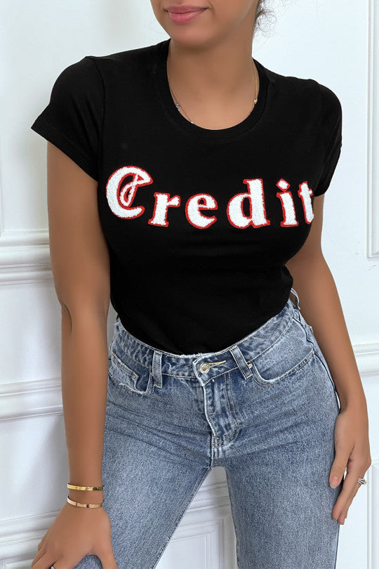 T-shirt met CREDIT-opschrift in 3D