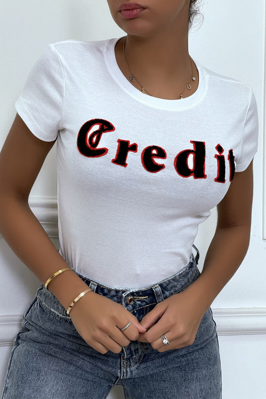 T-shirt met CREDIT-opschrift in 3D