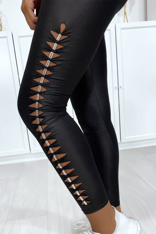 glanzende legging met accessoire aan de zijkant