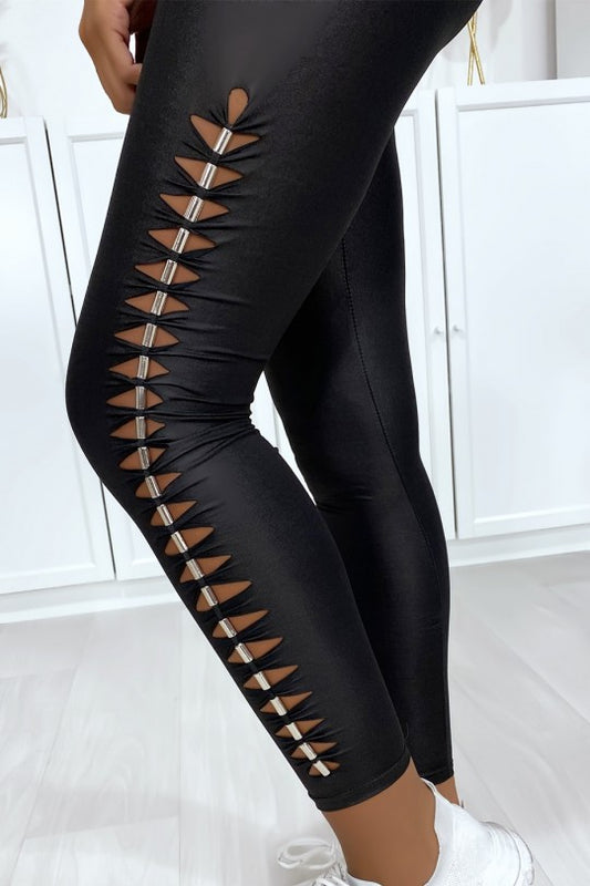 glanzende legging met accessoire aan de zijkant