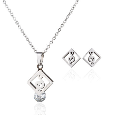 Ketting en oorbellen set Muzieksleutel